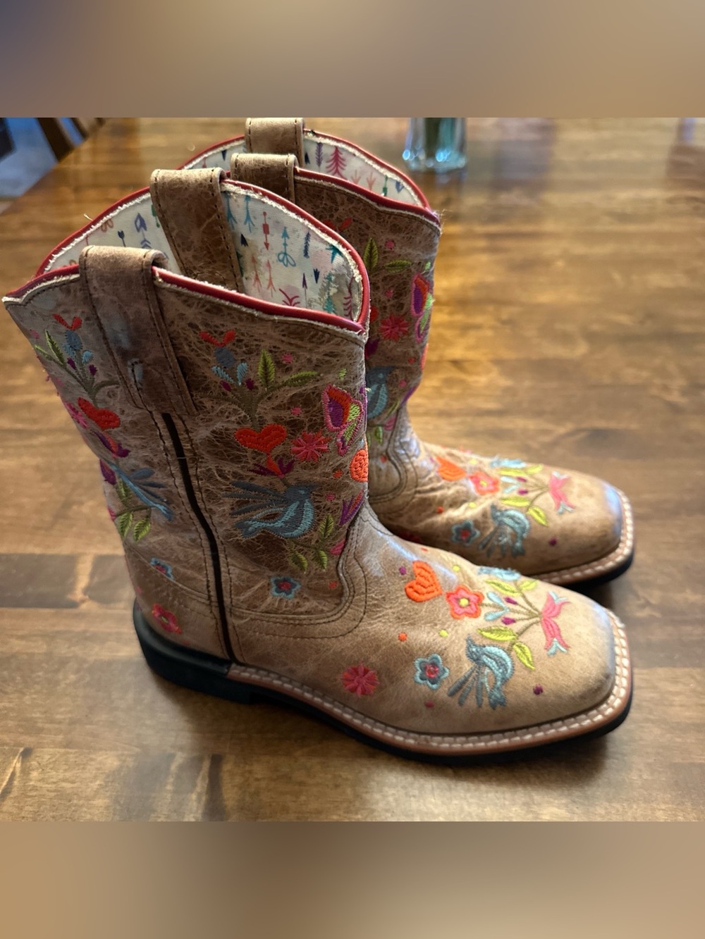 Dan Post Girl's Fleur Embroidered Boots Size 3 Kids Western Rodeo Boho Festival